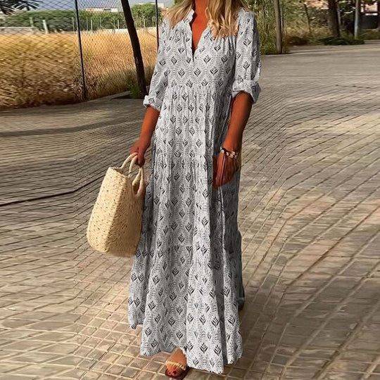 Levoire | Robe Maxi Style Boho Pour Femmes Gris