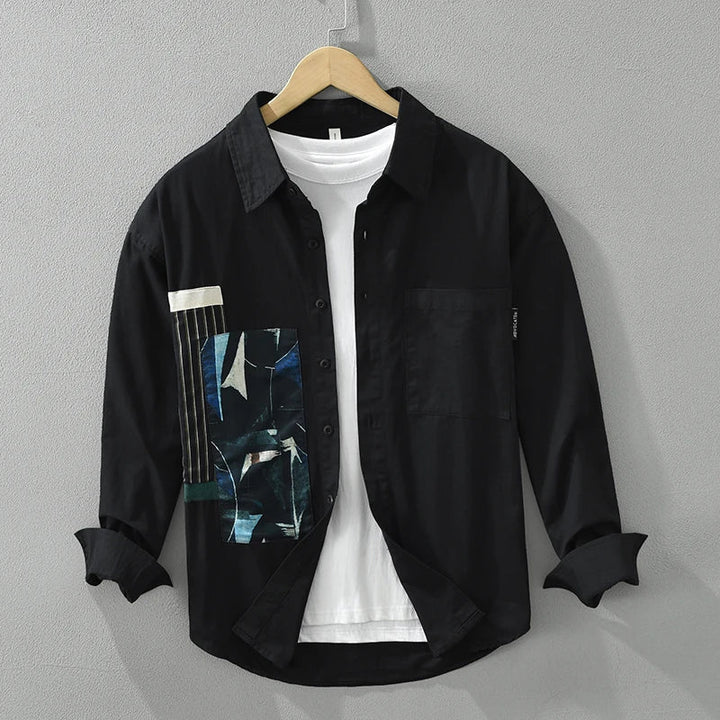 Levoire | Chemise À Patchwork Decontractee Elegant Hommes Noir