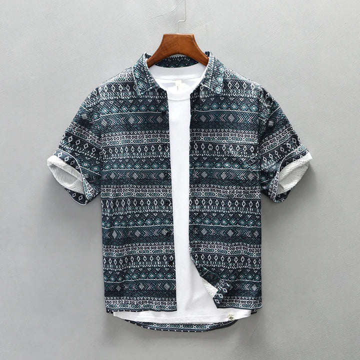 Levoire | Chemise Imprimee Vintage Confortable Hommes Bleu foncé