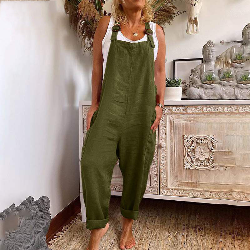 Levoire | Coupe Ample Sans Manches Salopette Baggy Pour Femmes Vert