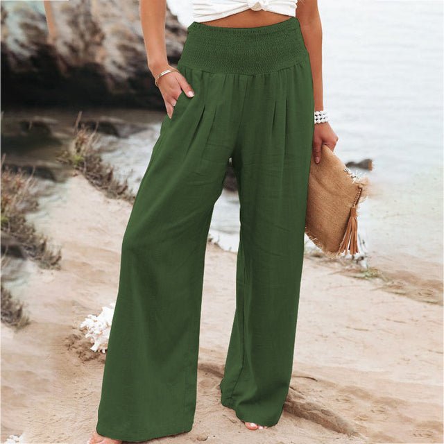 Levoire | Pantalons D'Été Larges Avec Taille Smock Vert foncé
