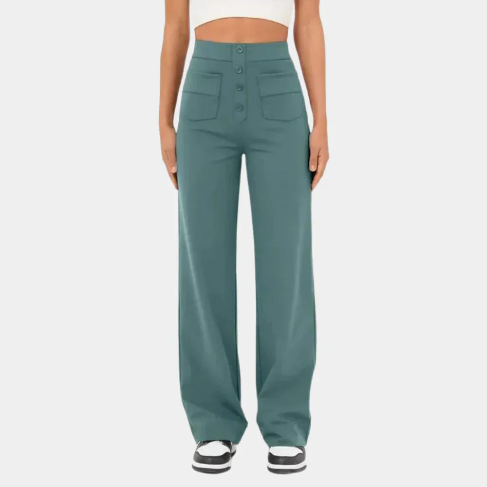 Levoire | Pantalons Droits Taille Haute Turquoise