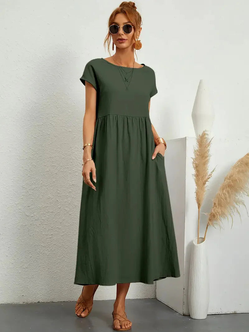 Levoire | Robe Maxi Décontractée Ample Pour L'Été Vert olive