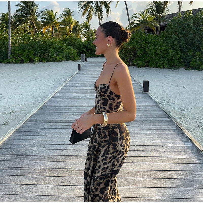 Levoire | Robe Maxi Imprimé Léopard Vintage Pour Femmes