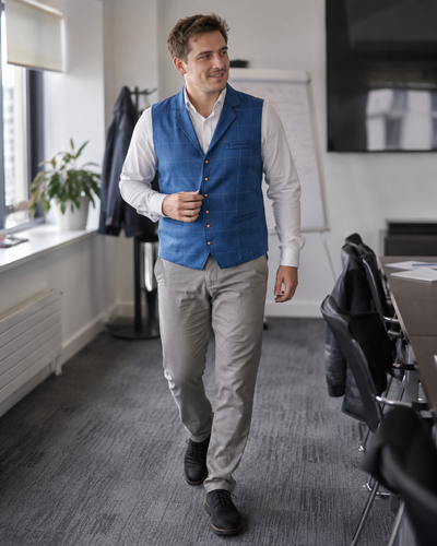 Avriane gilet pour homme avec motif à carreaux et patte de boutonnage
