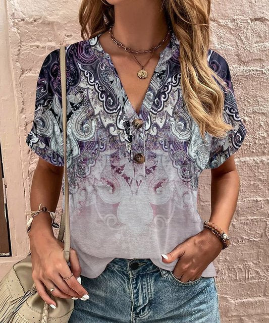 Levoire | Chemise à col en V avec boutons Violet