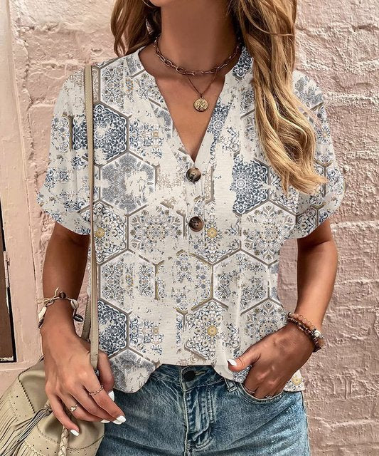 Levoire | Chemise à col en V avec boutons Kaki