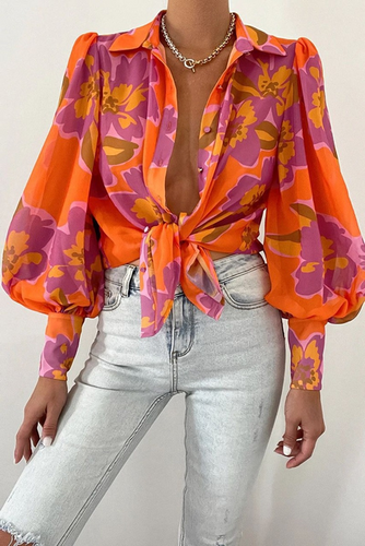 Levoire | Chemise À Manches Longues Avec Design Floral, Col Et Coupe Décontractée
