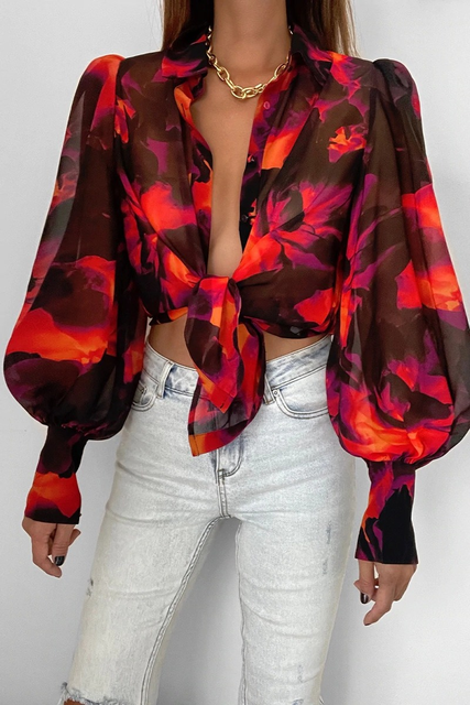 Levoire | Chemise À Manches Longues Avec Design Floral, Col Et Coupe Décontractée Vinkarot