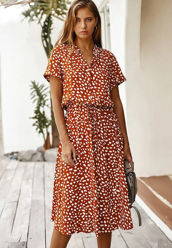 Levoire | Robe Midi Avec Un Design Élégant Backsteinrouge