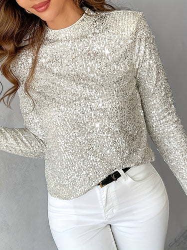 Levoire | Top Slim Fit Paillettes Avec Manches Longues