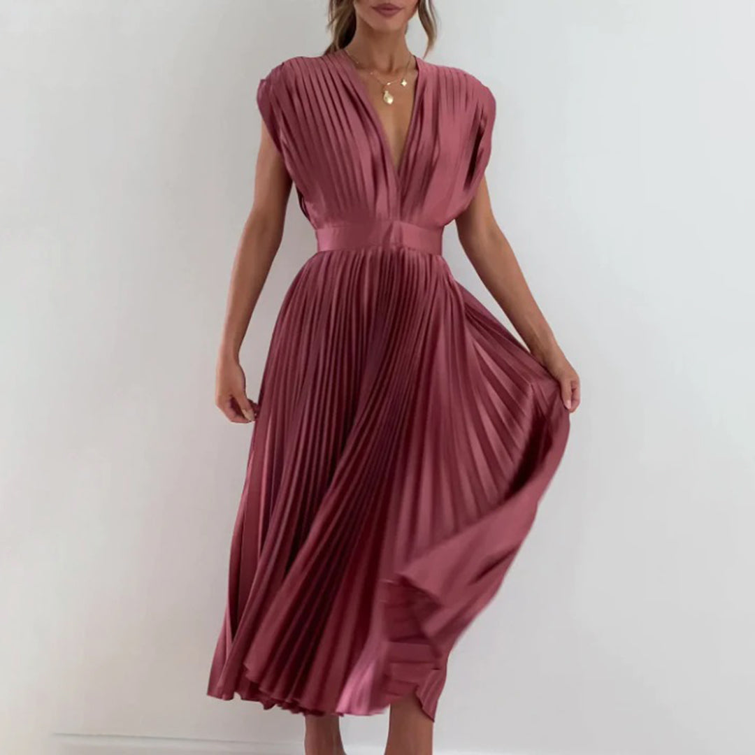 Levoire | Élégante Robe Maxi Plissée Électrique
