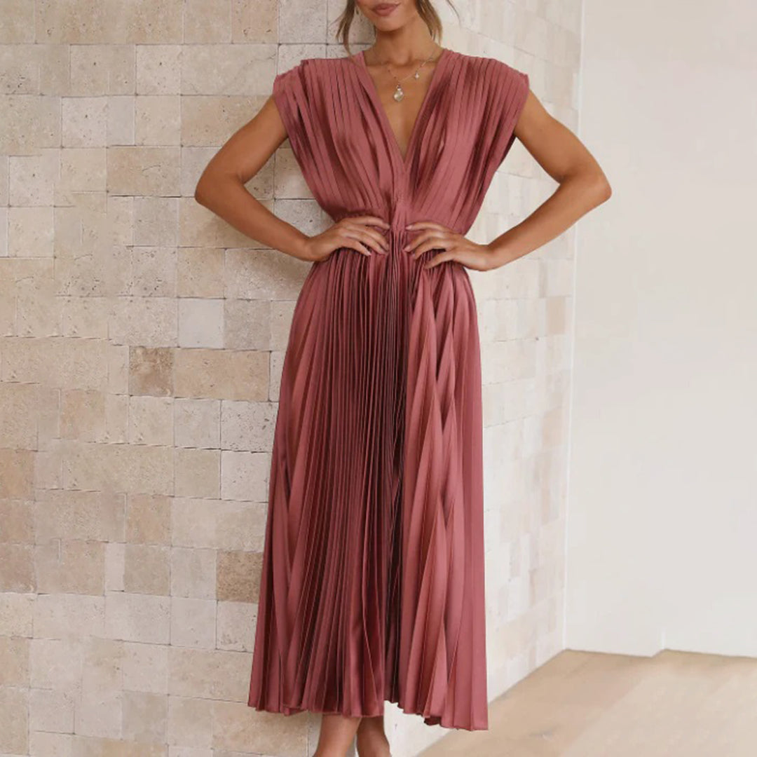 Levoire | Élégante Robe Maxi Plissée Électrique