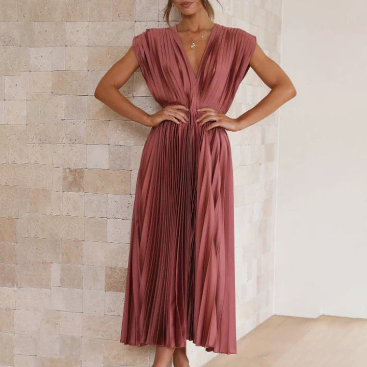 Levoire | Élégante Robe Maxi Plissée Électrique