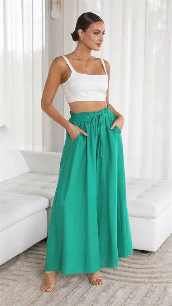 Levoire | Pantalon Large Élégant Pour Femmes Turquoise