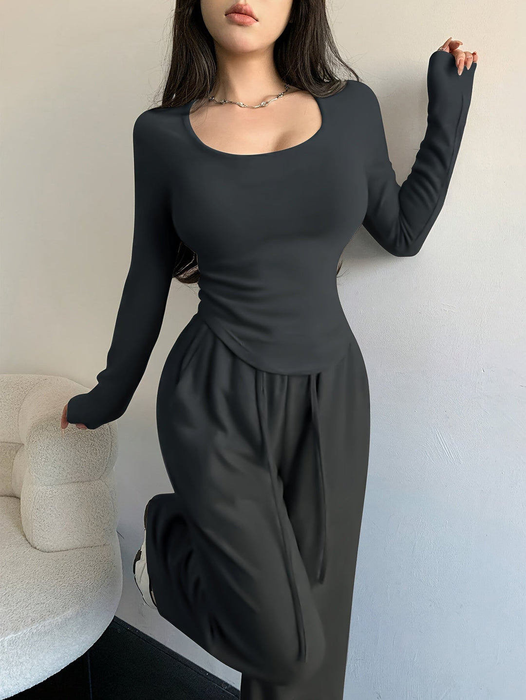 Levoire | Ensemble De Salon Élégant Avec Coupe Confortable Gris foncé