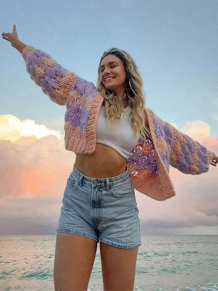 Levoire | Gilet Rayé Ouvert Vêtements De Gilet Pour Femmes Lilas