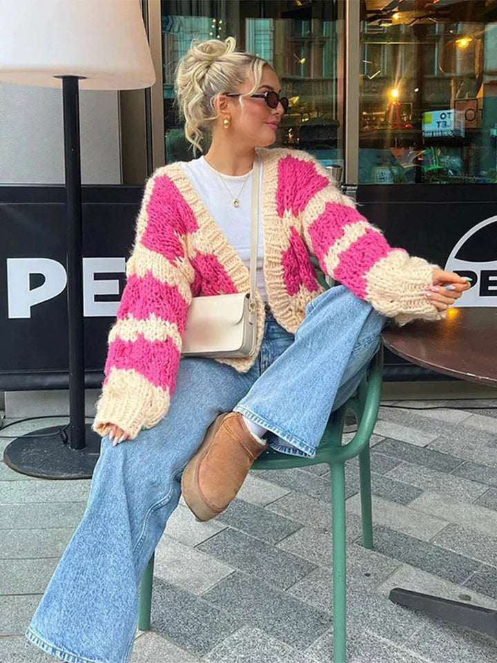 Levoire | Gilet Rayé Ouvert Vêtements De Gilet Pour Femmes Rosa