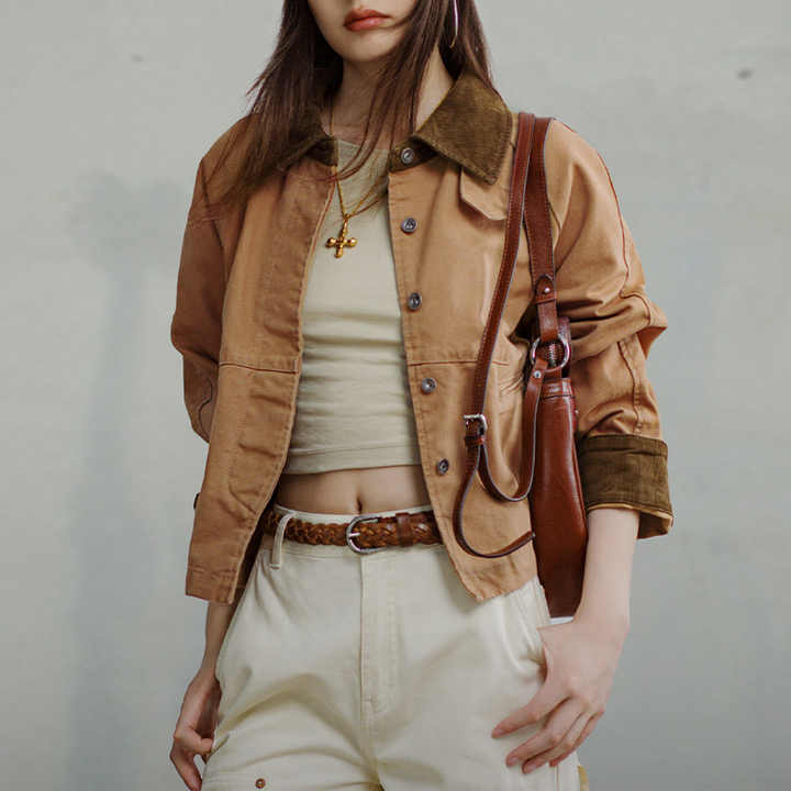 Levoire | Veste Élégante Avec Col En Velours Côtelé Vintage