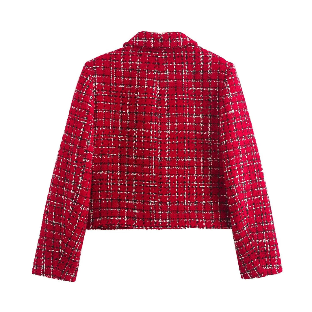 Levoire | Blazer À Carreaux Rouges Pour Femmes Avec Boutons