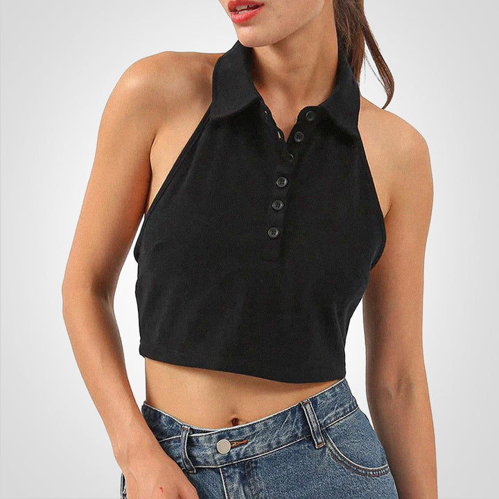 Levoire | Polo Top Ouvert Court Noir