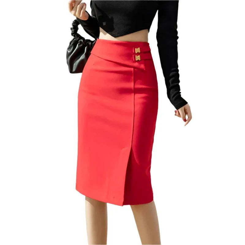 Levoire | Jupe Crayon Taille Haute Classique Rot