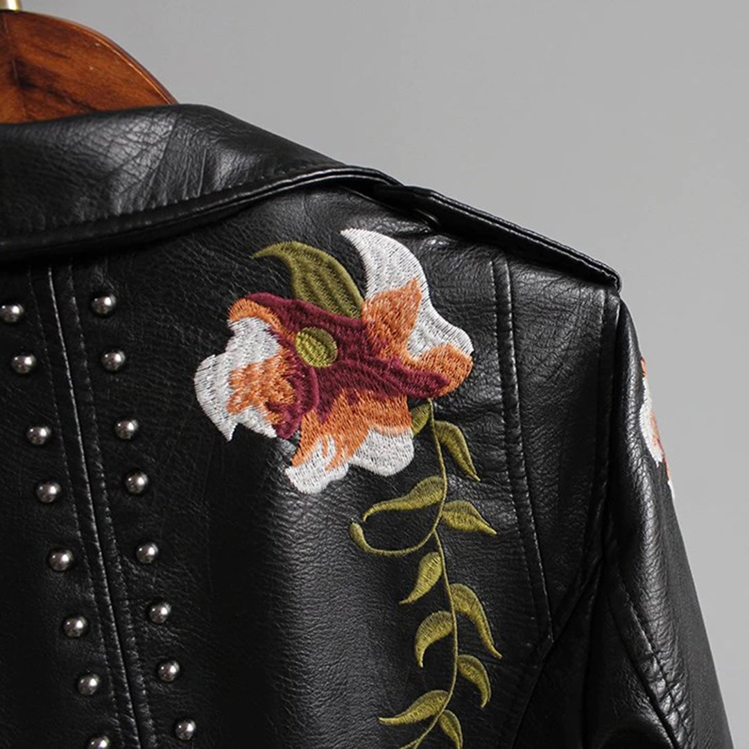 Levoire | Veste En Cuir À Fleurs Pour Femmes