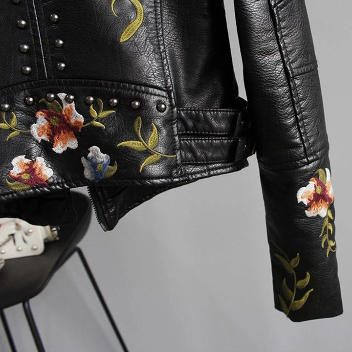 Levoire | Veste En Cuir À Fleurs Pour Femmes