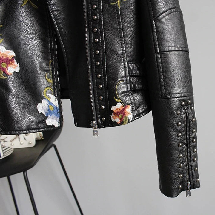 Levoire | Veste En Cuir À Fleurs Pour Femmes