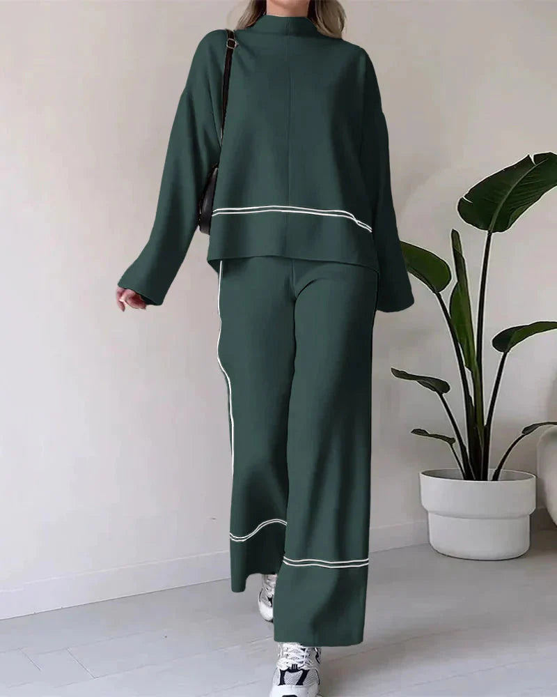 Levoire | Ord Set Femme Grande Taille Pull Et Pantalon À Jambe Large Ensemble Deux Pièces Vert