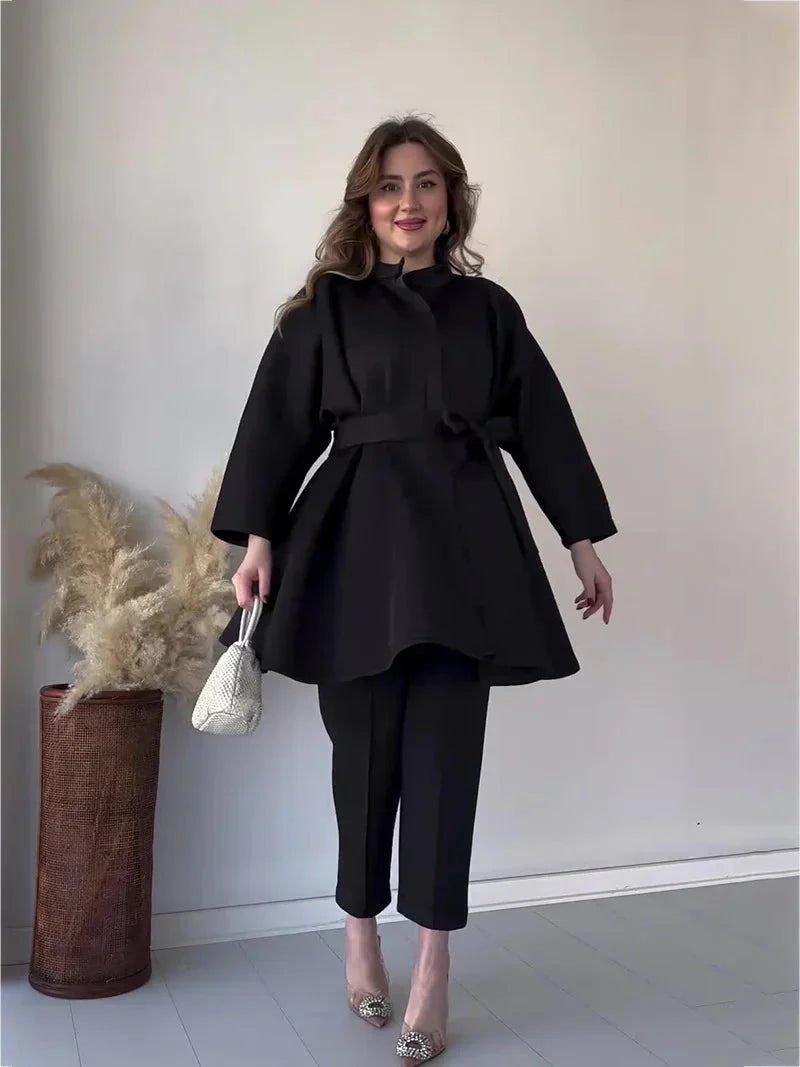 Levoire | Ord Ensemble Manches Longues Bretelles Pantalon Ensemble Deux Pièces Dames Noir