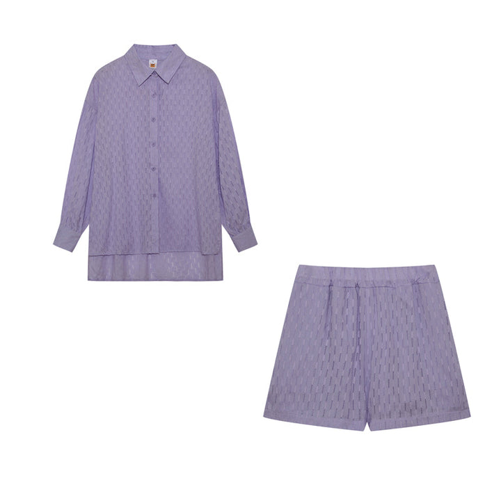 Levoire | Set Ord Femme Chemise À Boutons À Manches Longues Et Short Court Set Pour L'Été
