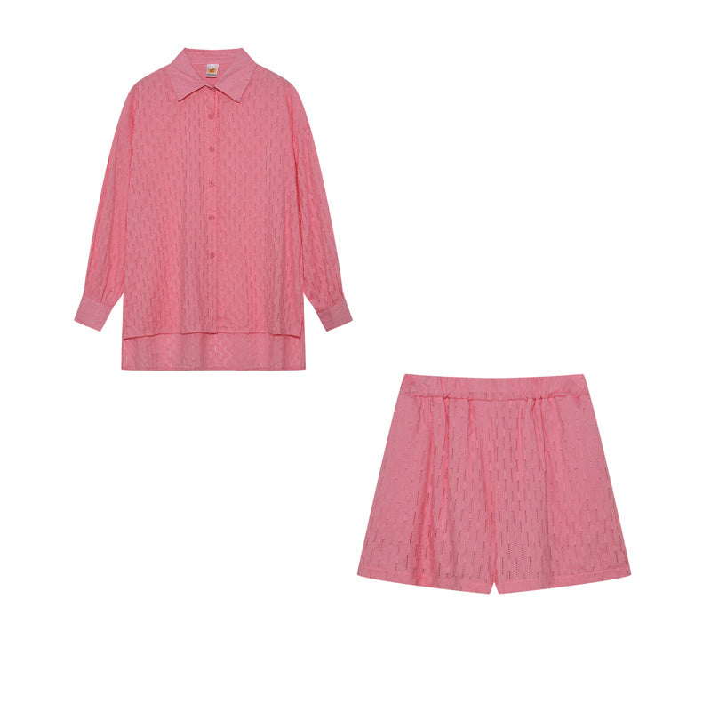 Levoire | Set Ord Femme Chemise À Boutons À Manches Longues Et Short Court Set Pour L'Été