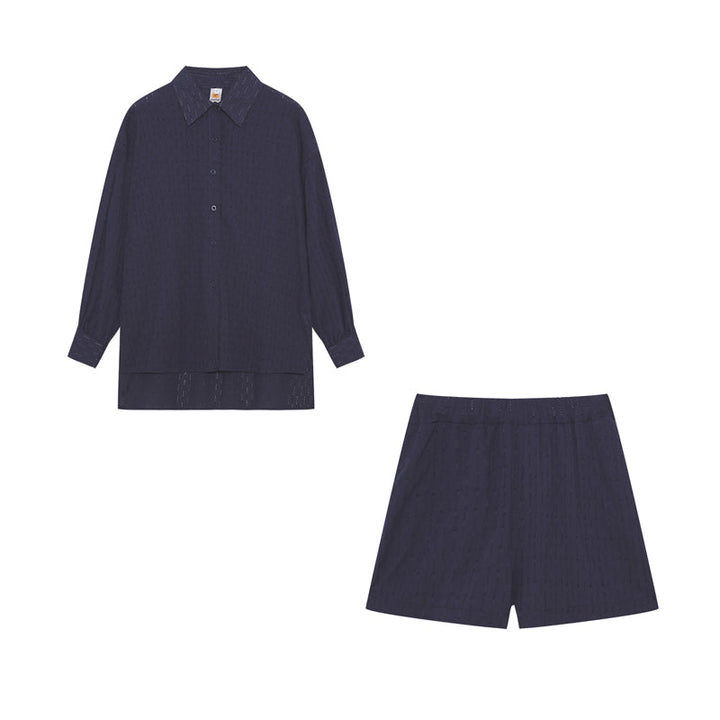 Levoire | Set Ord Femme Chemise À Boutons À Manches Longues Et Short Court Set Pour L'Été