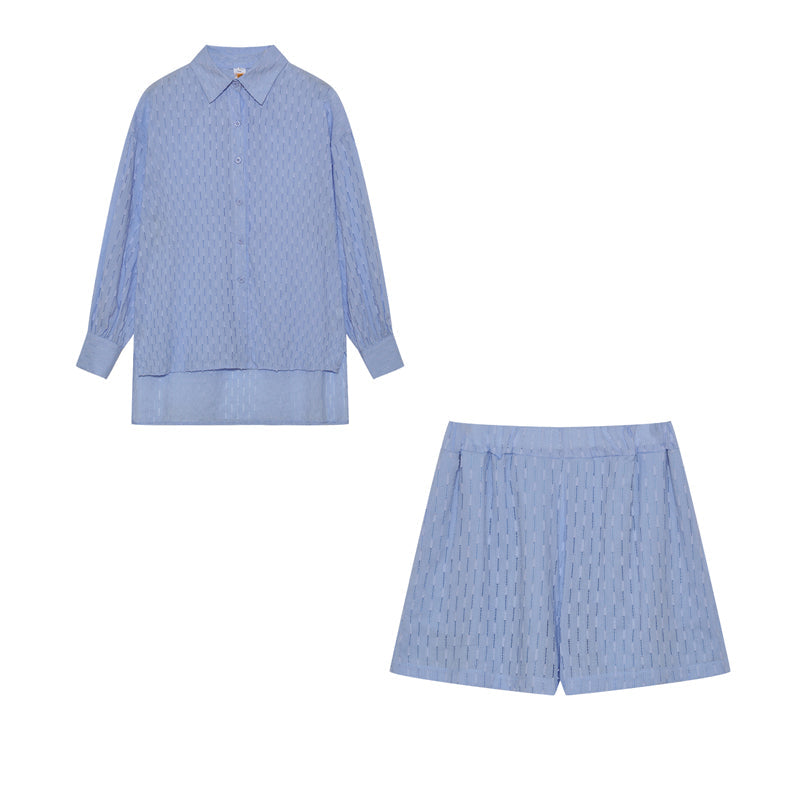 Levoire | Set Ord Femme Chemise À Boutons À Manches Longues Et Short Court Set Pour L'Été