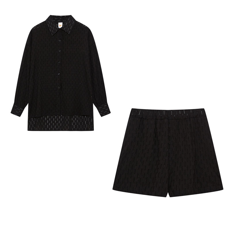 Levoire | Set Ord Femme Chemise À Boutons À Manches Longues Et Short Court Set Pour L'Été