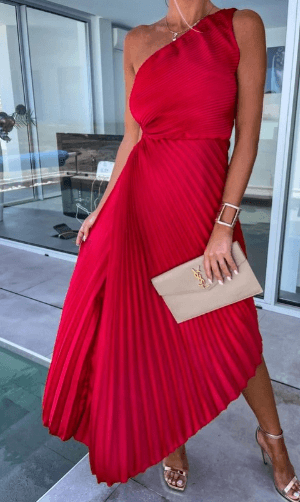 Levoire | Robe D'Été Maxi À Décolleté Plissé Avec Une Épaule