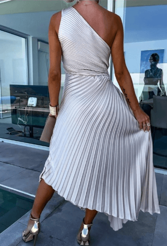 Levoire | Robe D'Été Maxi À Décolleté Plissé Avec Une Épaule