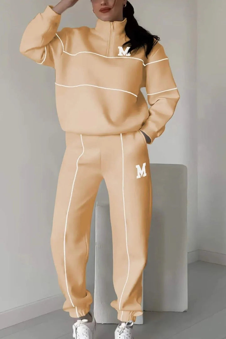 Levoire | Ensemble Femme 2 Pièces Décontracté - Sweatshirt Long et Pantalon de Jogging avec Poches Orange