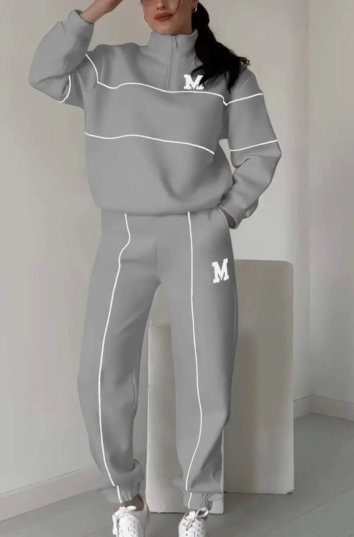 Levoire | Ensemble Femme 2 Pièces Décontracté - Sweatshirt Long et Pantalon de Jogging avec Poches Gris