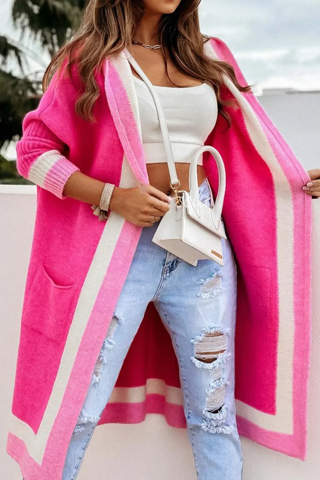Levoire | Gilet En Tricot Sculpté Pour Femmes Rose