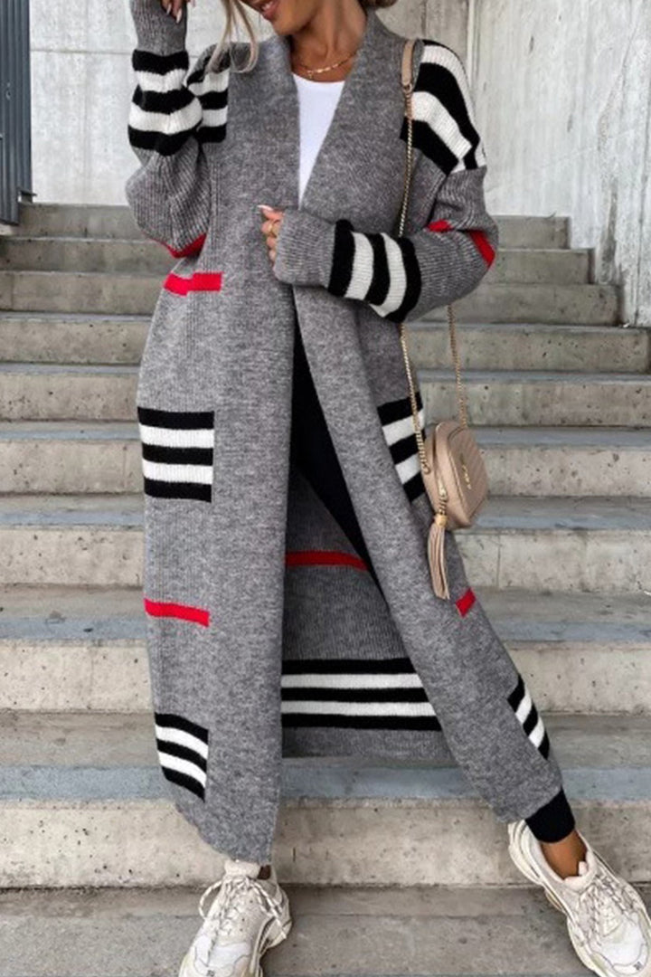 Levoire | Cardigan Élégant Plus Long Avec Ouverture Frontale Gris L