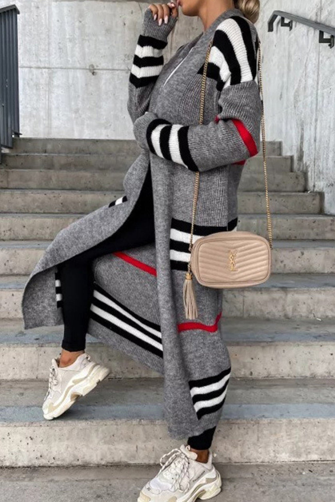 Levoire | Cardigan Élégant Plus Long Avec Ouverture Frontale Gris 2XL