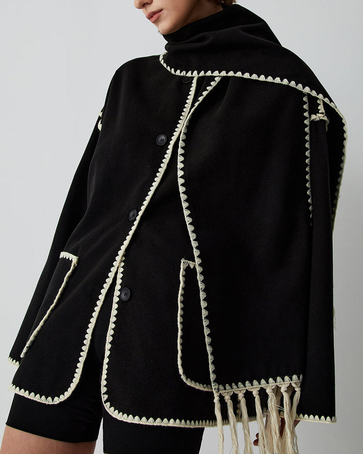 Levoire | Manteau Oversize Avec Écharpe Noir