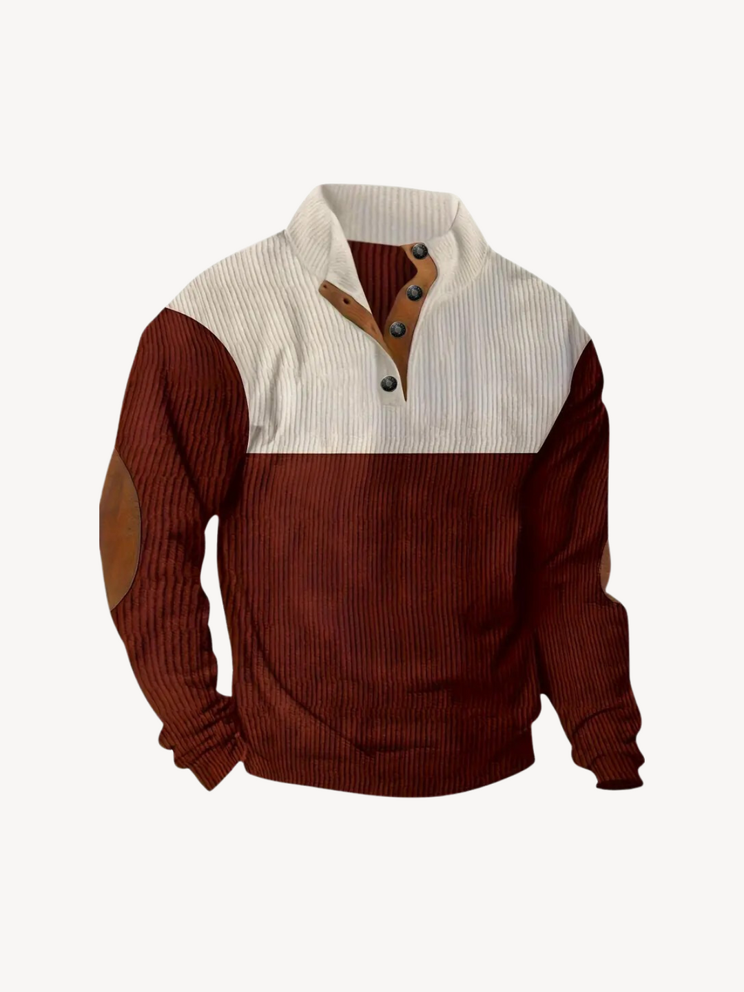 Levoire | T-shirt Henley avec des détails patchwork Bordeaux