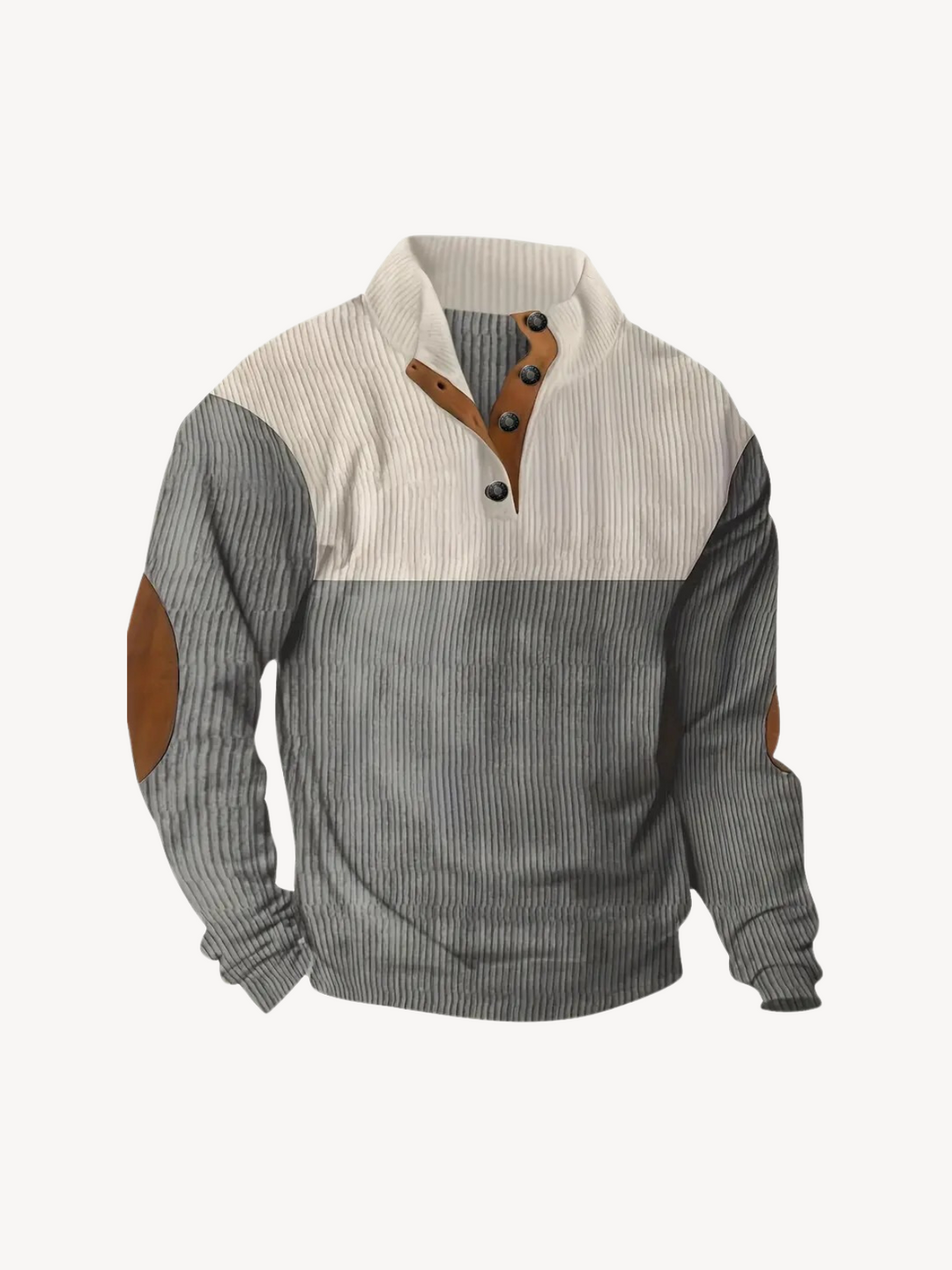 Levoire | T-shirt Henley avec des détails patchwork Gris (Quasi épuisé)