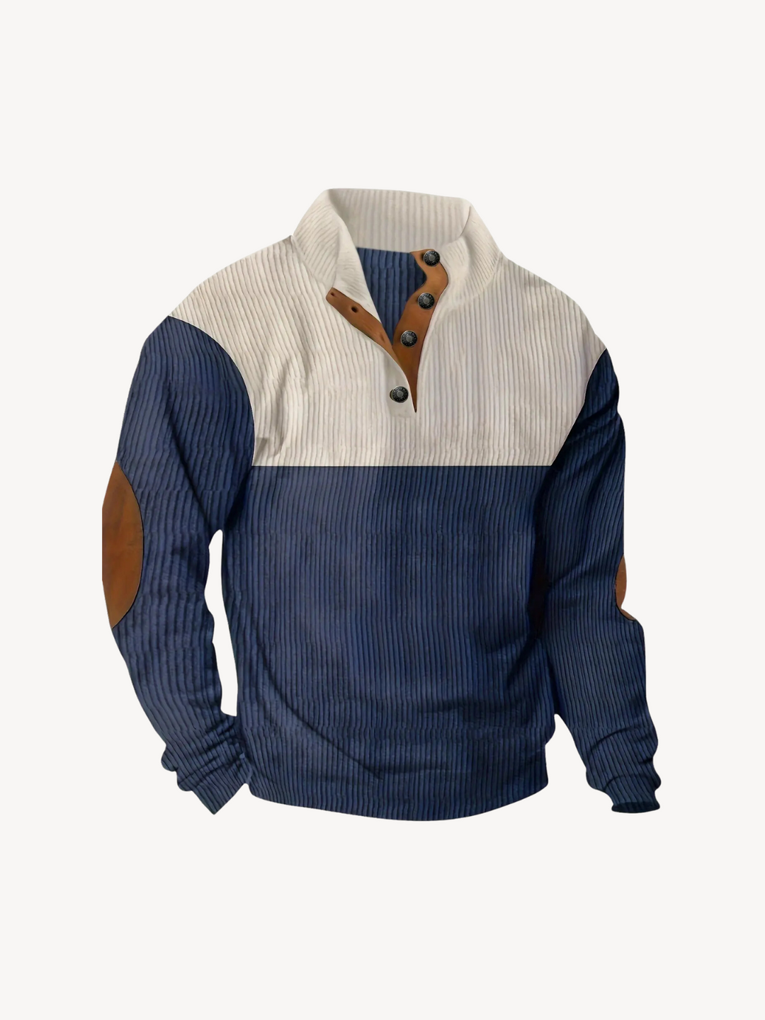 Levoire | T-shirt Henley avec des détails patchwork Bleu