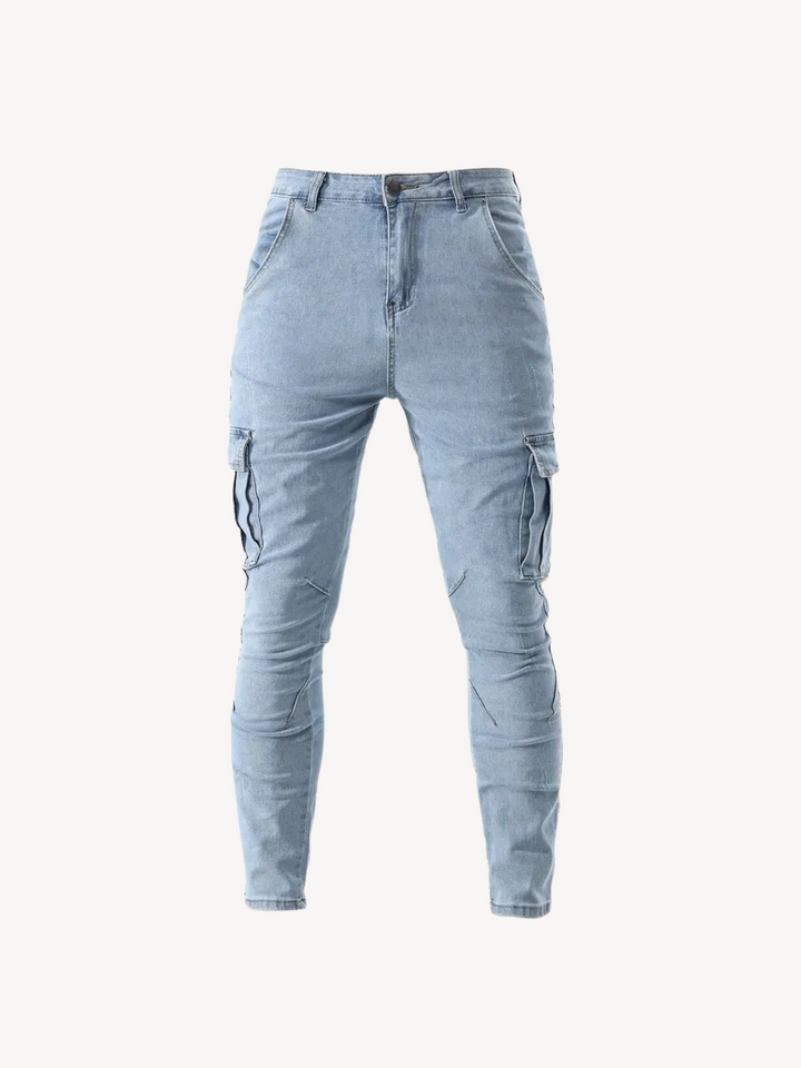 Levoire | Pantalons Cargo Ajustement Moyen Eng Ajustables Azzurro