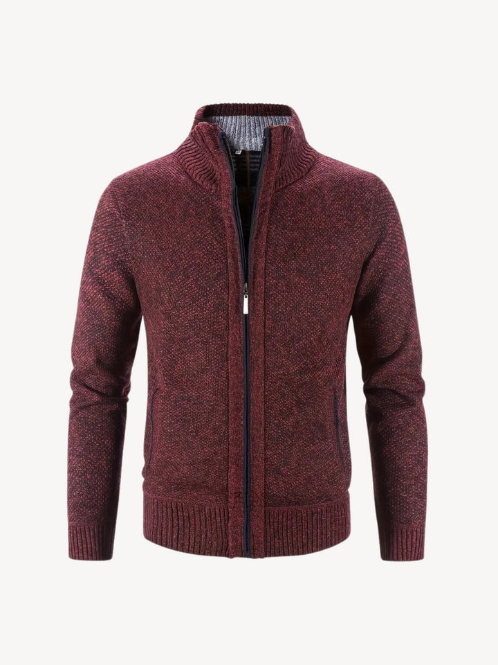 Levoire | Veste En Tricot Confortable Avec Zip Bordeaux