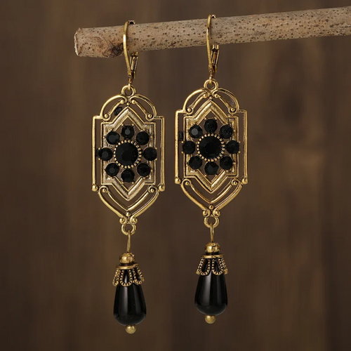 Levoire | Collection De Vin Boucles D'Oreilles Pendantes En Cristal Noir Or